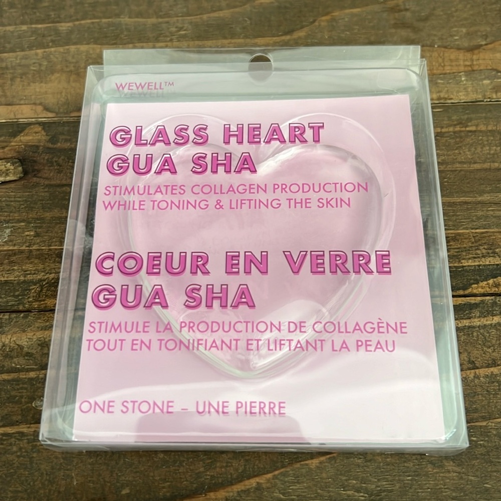 Unused glass heart gua sha